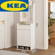 实木鞋柜洞洞板衣帽架一体靠墙入户门口家用 【实木鞋柜+洞洞板】白色60*35*1 上门安装