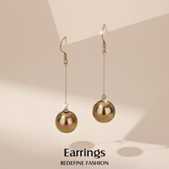 查克拉长款珍珠耳饰耳坠耳环女纯银针耳钩气质高级感时尚饰品送生日礼物 金色