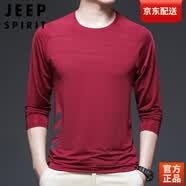 JEEP SPIRIT冰感长袖T恤男士夏季薄款健身运动休闲宽松打底衫冰丝速干体恤衫 5807枣红 XL 【145-155斤】