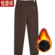 恒源祥妈妈裤子春秋灯芯绒长裤秋冬加厚加绒宽松中老年大码中老年人奶奶 焦糖色【加绒】 加厚 4XL 码【建议140-150斤】