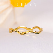 MHFDO甜甜糖纸波浪花瓣戒指纯18K玫瑰金彩金清新曲线条叠戴 18K黄金 女士10号