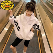 G.duck女童外套韩版2026春夏季新款中大童蝙蝠衫儿童洋气时髦防晒衣夏装 白色防晒 110 建议3-4岁