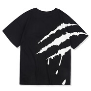 SuaMoment抓痕侧大爪印花短袖克莱茵蓝潮流牌街头半袖体恤情侣T恤 黑色 黑色 S