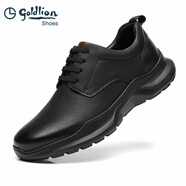 金利来真皮哑光商务休闲鞋小牛皮系带轻底休闲皮鞋男士春秋新款潮 黑色 38  欧码（比国码偏大一码）