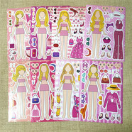 QYOK粉色芭比娃娃公主拼图贴纸换装DIYBarbie电影pink女孩过家家儿童 芭比公主32张每款4张