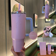 星巴克杯子春绽樱花系列粉色高颜值小清新马克杯不锈钢随行杯 900ml经典粉色不锈钢吸管杯