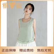雅鹿简约宽松双层雪纺背心女百搭外穿2025新款夏感荷叶边无袖上衣 薄荷绿 S