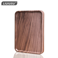 LIUIUSU北美黑胡桃木方形托盘 日式整木茶盘实木果盘高档咖啡盘环保餐盘 长方形中号-整木(25*18*2cm)