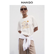 MANGO女装T恤2026夏装新款棉质抽象印花简约百搭短袖上衣 本白色 S