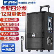 HYUNDAI韩国现代大功率广场舞音响 拉杆音箱户外K歌大音量移动蓝牙舞台音响 带麦克风演出k歌跳舞会议主持 【12寸四分频1600W】热销新款+单麦大礼包