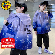 G.DUCKKIDS小黄鸭男童外套春秋季新款洋气儿童冲锋衣中大童男孩秋装连帽风衣 国潮款蓝色 170 尺码15~16岁【160-170cm】