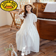 G.duck2026女童礼服公主裙夏季韩版童装圆领连衣裙中大儿童走秀主持长裙 白色 160 cm