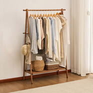 zhuting实木衣架落地立式衣帽架折叠挂衣架卧室专用多功能挂钩简易晾衣架 100榉木衣帽架【胡桃色】