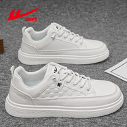 回力小白鞋男士秋冬季皮面休闲运动板鞋百搭平底款舒适潮流轻便鞋子男 白色W 42
