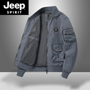 JEEP SPIRITma1夹克美式飞行外套男士春秋款纯色工装棒球衫上衣飞行员飞行服 K2505灰色（口袋内2外6-春秋季） XL 建议150-160斤