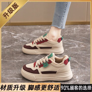 回力断码女鞋厚底配裙子运动板鞋2026春秋季新款显脚小白鞋软底不累脚 红色加绒升级版 37