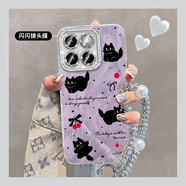 妙之选适用小米14手机壳13pro防摔civi4pro全包镜头mi12spro小黑猫12x羽纱civi3可爱11Ultra女款10s感ins 【YJ46黑猫-草紫色】闪粉羽纱壳+手链自带镜头膜 小米Civi 4 Pro
