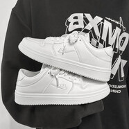 回力女鞋小白鞋女2025新款冬季加绒百搭黑白熊猫鞋子女学生休闲板鞋 纯白色 40