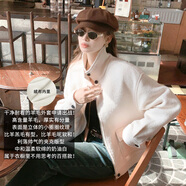 美洋（MEIYANG）雪糕羊毛外套 文艺小仙女 绵羊毛圈圈呢立领时尚百搭显瘦冬季新款 白色 绒布内里 S