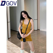 DGOV无袖收腰气质连衣裙女装2025夏季设计感小众短裙子 姜黄色 S