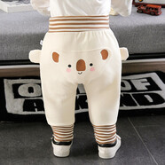 栀洁宝宝裤子秋冬外穿1岁婴儿加绒屁屁裤冬装男小童加厚PP裤保暖棉裤 米色考拉单层 90 cm