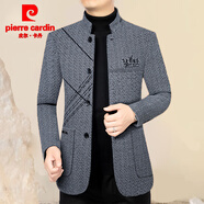 皮尔卡丹（pierre cardin）羊毛呢外套男秋冬季中年商务立领夹克男休闲潮流羊毛绒外套爸爸装 驼色 2XL (160-175斤)