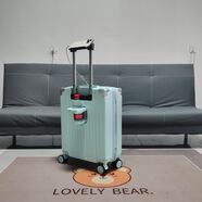 北飞雁 BEIFEIPSEUDO新款多功能航空登机箱20*40*55行李箱免托运男女结实旅行箱拉杆箱 8021-多功能   薄荷绿(双充电口+挂钩+手机 20寸     福州航空(免托运)