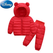 迪士尼（Disney）安阳童装儿童羽绒服免洗耐脏小孩冬装衣服宝宝轻薄儿童羽绒外套男 红色(套装) 80cm