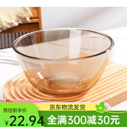 用透明和面盆烘焙搅拌打蛋玻璃碗料理沙拉碗学生宿舍大号泡面碗 茶色l圆形光面无图210000cm