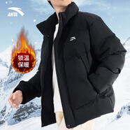 安踏棉服男款加绒厚棉袄外套2026春季新款立领保暖短款黑色面包服 基础黑【防风保暖-立领款】 XL /180