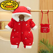 G.duck小黄鸭新生婴儿衣服冬款宝宝连体衣套装加厚冬装棉服冬季外出包衣 满身兔子年服哈衣 66cm