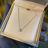 卡家同款日本和韩国简单的18K玫瑰金单钻石短锁骨 金色项炼(保色不过敏)