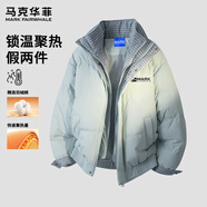 马克华菲假两件格子拼接羽绒棉服男女冬季新款加厚棉衣外套 薄荷绿 L