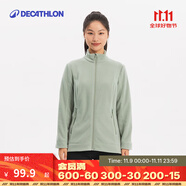 迪卡侬（DECATHLON）保暖户外抓绒衣外套男女运动宽松秋摇粒绒外套冲锋衣内胆 女款-全拉链-苍穹绿 L