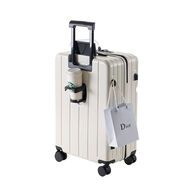 贝尔森（BEIERSEN）2025新款行李箱铝框款颜值男女旅行密码箱拉杆箱学生大容量登机箱 牛奶白 24寸托运箱【适合5-7天长期旅行】