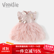 凡猎公主裙女童秋装蓬蓬裙连衣裙童装古风宝宝一周岁礼服 粉色 80