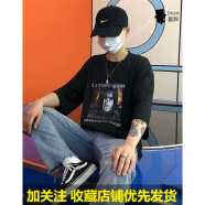 嘉晔（JIAYE）T恤男中袖5分袖ulzzang情侣短袖T恤潮牌半袖衣服件 大蛇丸T04黑色 S