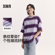 森马（Semir）短袖T恤男条纹情侣装夏季半袖上衣oversize无性别潮101324100211