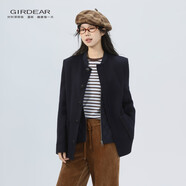 哥弟（GIRDEAR）女装上衣新款时尚质感休闲简约百搭复古气质毛呢外套140079 未来暮色 M 3码