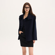 哥弟（GIRDEAR）秋季新款呢子时尚休闲短款外套140036 深蓝色 M 3码