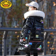 G.duck儿童羽绒服女童中长款加厚大毛领冬装外套免洗新款中大童女孩棉衣 黑色羽绒服 150 身高140-145cm  11-12岁