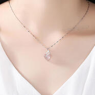 YKINCASL老凤凰999纯银四叶草项链女玫瑰金简约生日锁骨链不掉色礼物 白金款芙蓉石吊坠+项链 不送礼物