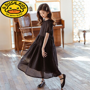 G.duck2026女童礼服公主裙夏季韩版童装圆领连衣裙中大儿童走秀主持长裙 黑色 160 cm