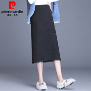 皮尔卡丹（pierre cardin）半身裙百搭中口袋长款加厚针织蕾丝洋气显瘦中长款毛线秋冬小香风 灰色【105款】 毛线裙75厘米 均码