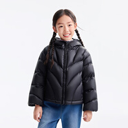 安奈儿儿童装女童短款羽绒服2025冬新款保暖外套 黑色   120   