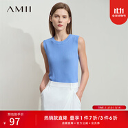 AMII女装2025夏季新款极简纯色直筒无袖套头双曲冰麻纱吊带背心 天蓝 XS