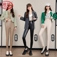 浪莎皮裤女加薄绒加厚秋冬季时尚防风新款保暖打底裤可外穿帅气机车裤
