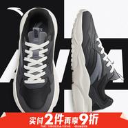 安踏运动鞋男鞋秋季厚底减震休闲鞋网面透气复古老爹鞋男士板鞋子 【革面防泼水】灰/黑/8854-8 42 (260mm)
