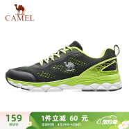 骆驼（CAMEL）网面透气轻量缓震运动男鞋跑步鞋子 CSS221L0032 黑/荧光绿 39