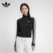 阿迪达斯（adidas）三叶草系列 女 KNITTED TOP 针织夹克 IY7278 黑色  S 